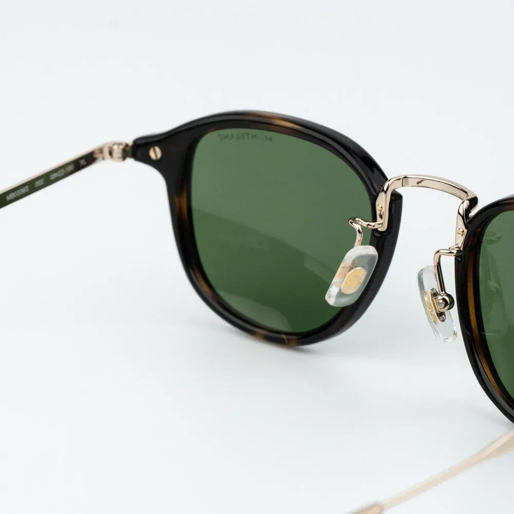 Montblanc Men Sunglasses Havana Gold Green Round MB0336S 002 NEW AUTHENTIC